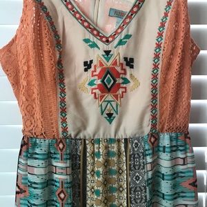 Sleeveless Aztec Boho Maxi Dress